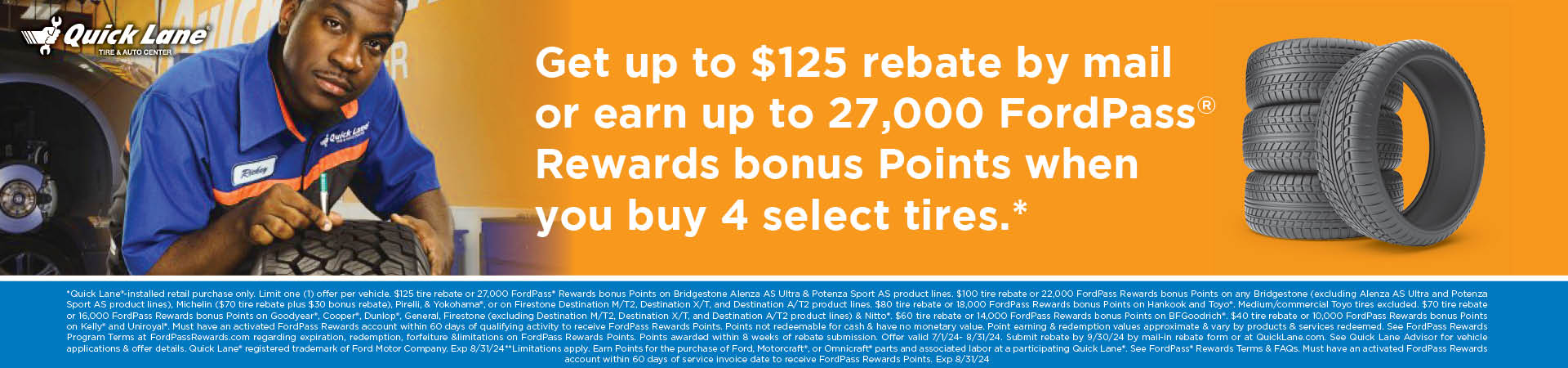 $125 rebate when buying 4 select tires